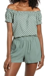 Vero Moda Off The Shoulder Top In Laurel Wreath Dot Print