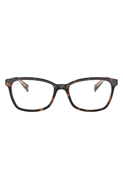 Ray Ban 52mm Square Optical Glasses In Strpd Prpl