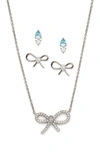 NADRI NADRI ADORE CZ RIBBON EARRINGS & NECKLACE SET,664293507846