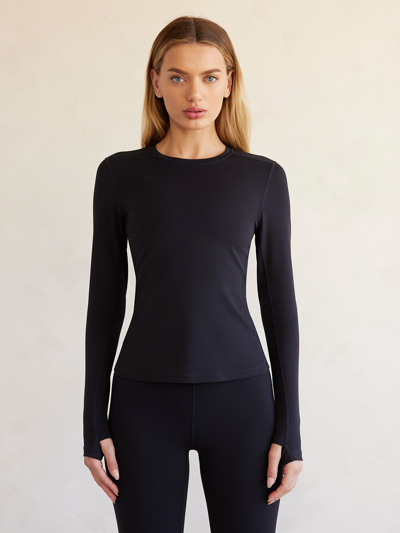 Carbon38 Long Sleeve Top In Diamond Compression In Black