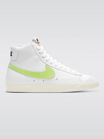 Nike “ Blazer Mid '77 Essential”运动鞋 In White,barely Volt,white,hyper Crimson Sail White