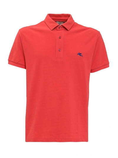 Etro Polo Shirt In Basic Cotton In Red