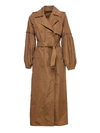 MAX MARA CURLED SLEEVE TRENCH COAT IN BROWN