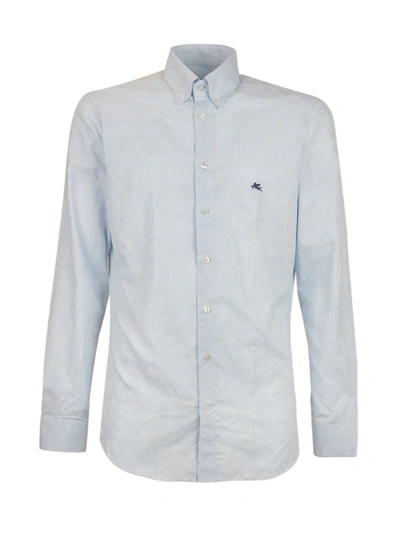 Etro Logo Embroidered Buttoned Shirt In Blue