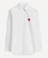 Comme Des Garçons Red Heart Patch Shirt In White
