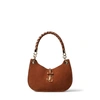 Jimmy Choo Small Suede Varenne Hobo Shoulder Bag In Dark Tan/natural