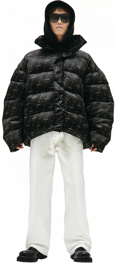 Balenciaga Padded Quilted Logo-print Shell Jacket In Black