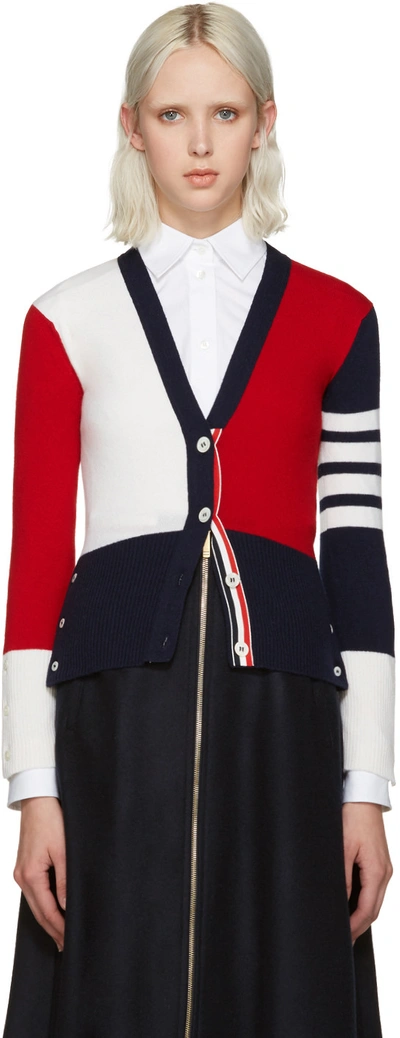 Thom Browne Tricolor Cashmere Cardigan In Multicolor