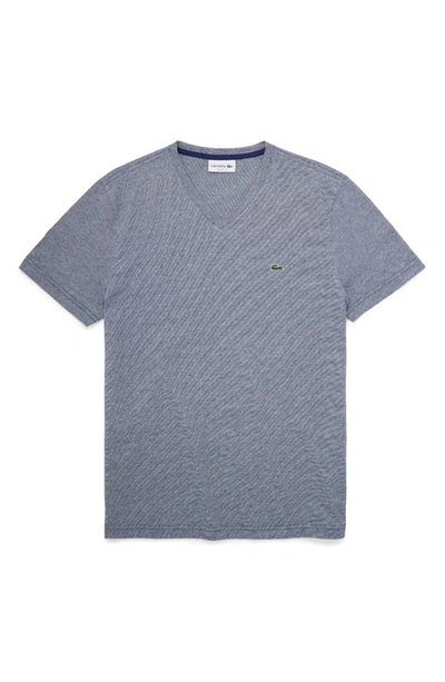 Lacoste Men's Lightweight Pima Cotton V-neck T-shirt - Xl - 6 In Blue