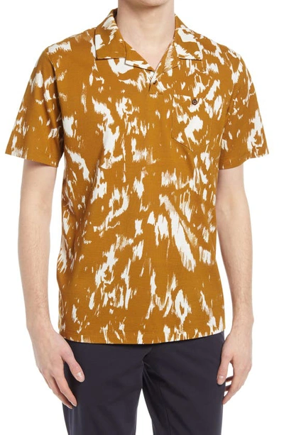 Ted Baker Mens Camel Mirin Cotton Abstract-print Polo Shirt 38