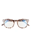 Diff Rowan 50mm Small Blue Light Blocking Reading Glasses In Beige Tortoise/ Clear