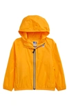 K-way Kids' Le Vrai Claude 3.0 Water Resistant Hooded Windbreaker In Orange