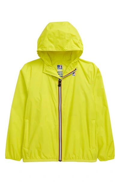 K-way Kids' Le Vrai Claude 3.0 Water Resistant Hooded Windbreaker In Green Lime