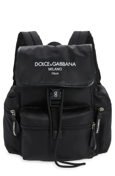 Dolce & Gabbana Kids' Logo Backpack In Nero