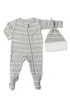 Baby Grey By Everly Grey Jersey Footie & Hat Set In Heather Grey
