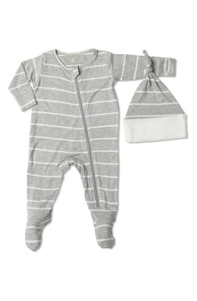 Baby Grey By Everly Grey Jersey Footie & Hat Set In Heather Grey