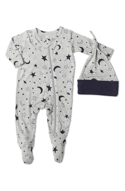 Baby Grey By Everly Grey Babies' Jersey Footie & Hat Set In Twinkle Night