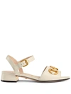 Gucci Baby Mystic Horsebit Ankle-strap Sandals In Weiss