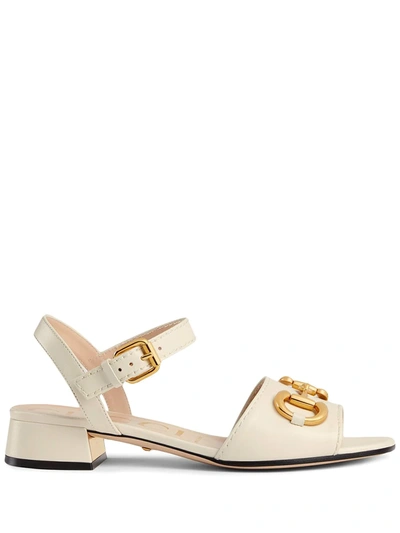 Gucci Baby Mystic Horsebit Ankle-strap Sandals In Mystic White