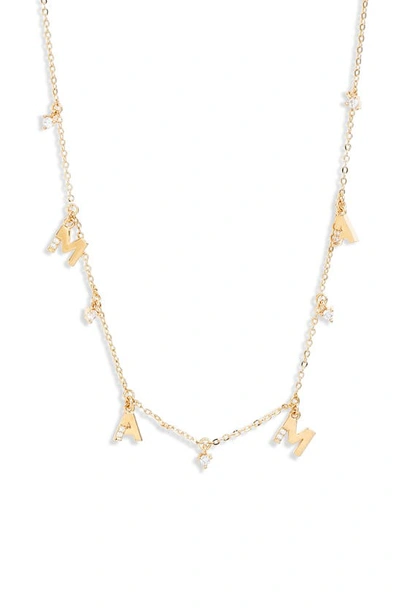 Nordstrom Mama Charm Necklace In Clear- Gold