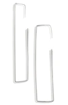 Open Edit Rectangular Hoop Earrings In Rhodium