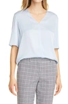 Hugo Boss Ivala 2 Stretch Silk Top In Chambray Blue