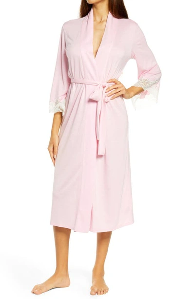 Natori Luxe Shangri-la Knit Robe In Ht. Rose Bloom