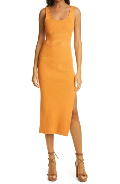 Ronny Kobo Ivana Sleeveless Knit Midi Dress In Burnt Sienna