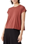 Eileen Fisher Crewneck Boxy Top In Deep Terra Cotta