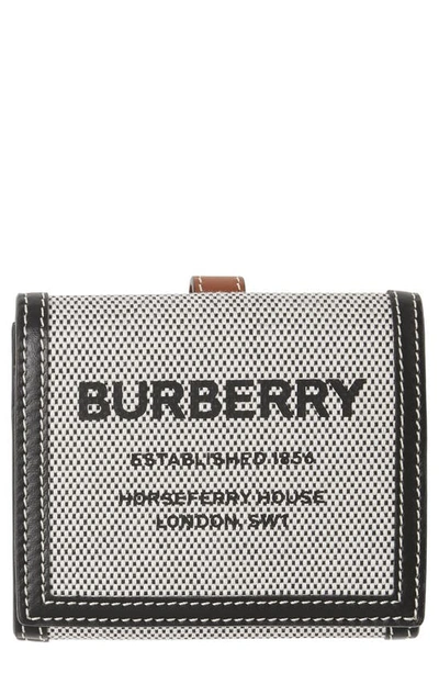 Burberry Luna Horseferry Canvas & Leather Wallet In Black/ Tan