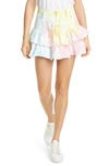 LOVESHACKFANCY LANDEN TIE DYE RUFFLE SKIRT,LS323-730