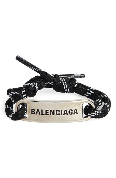 Balenciaga Logo绳编手链 In Black