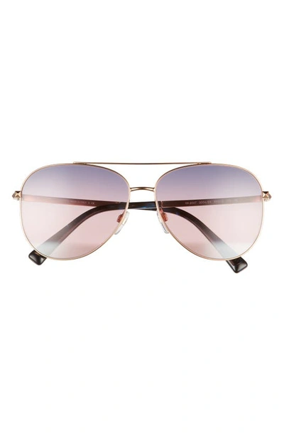 Valentino 60mm Aviator Sunglasses In Rose Gold/ Tris Blue Pink