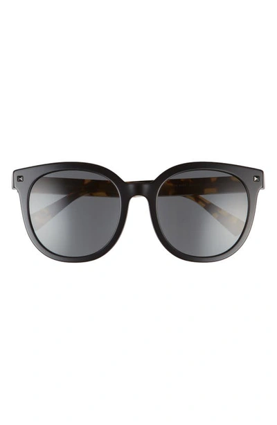Valentino 55mm Round Sunglasses In Black/ Grey