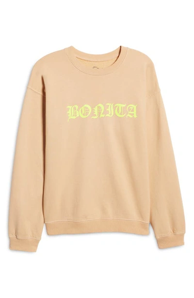 Viva La Bonita Neon Bonita Sweatshirt In Sand/ Lime