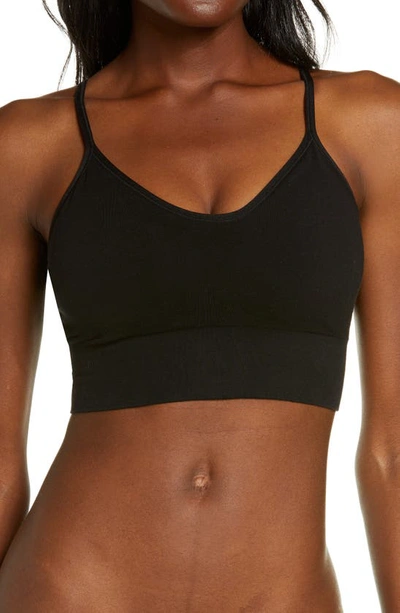 On Gossamer Cabana Cotton Crop Cami Bralette In Black