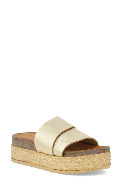 Inuovo Finbar Platform Espadrille Slide Sandal In Gold Leather