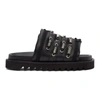 TOGA VIRILIS BLACK LEATHER SLIP-ON SANDALS