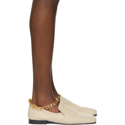 By Far Nick Chain-embellished Crinkled Glossed-leather Loafers In Beige