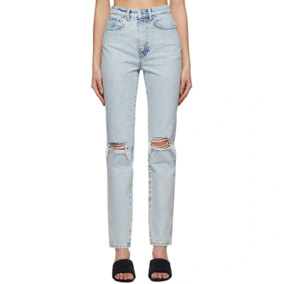Alexander Wang High Rise Distressed-finish Jeans In Blue