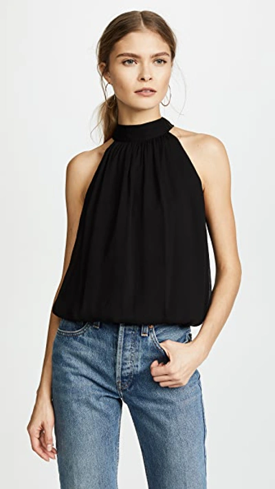 Alice And Olivia Maris Halter-neck Gathered Top In Black