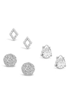 Sterling Forever Sterling Silver Cz Geo Stud Earrings In Silver