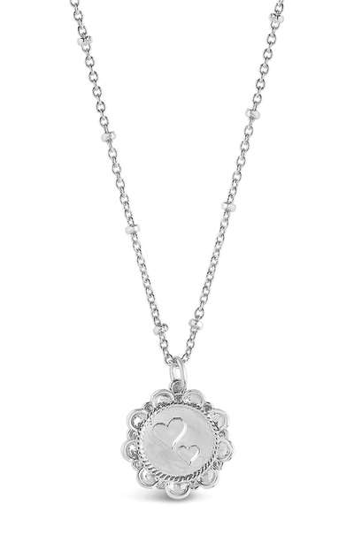Sterling Forever Rope Heart Medallion Pendant Necklace In Silver