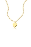 ADORNIA 14K GOLD PLATED FIGARO CHAIN HEART PENDANT NECKLACE,731199496564