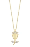 Sphera Milano Gold Vermeil Cz Detail Rose Necklace In Gold