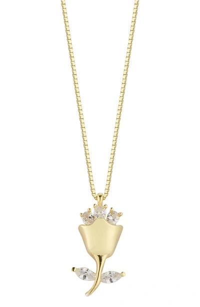 SPHERA MILANO SPHERA MILANO GOLD VERMEIL CZ DETAIL ROSE NECKLACE,810069347387