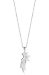 SPHERA MILANO RHODIUM PLATED STERLING SILVER STAR NECKLACE,810069347233