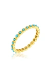 Adornia 14k Gold Plated Imitation Turquoise Cabochon Eternity Ring In Blue