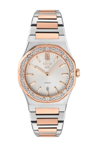 Gevril Gv2 Women's Palmanova Two-tone Stainless Steel And Ion Plating Swiss Quartz Bracelet Watch 33mm In Silver-tone