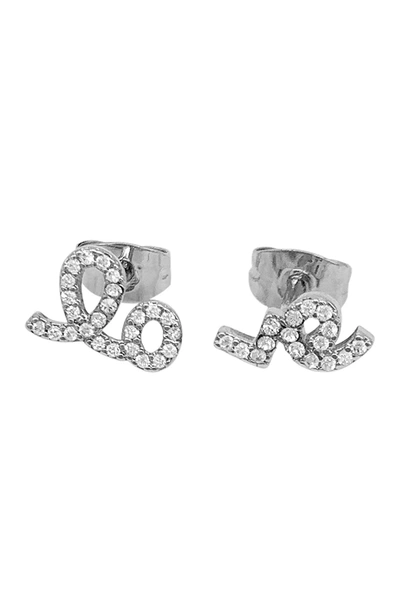 Adornia Rhodium Plated Pave Split Love Stud Earrings In Silver-tone